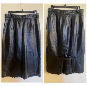Vintage Leather Skirt w/Pleated Detail